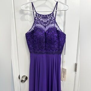 Eureka: purple halter gown